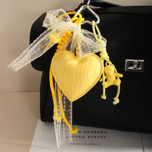 Yellow heart bag charm / keychain