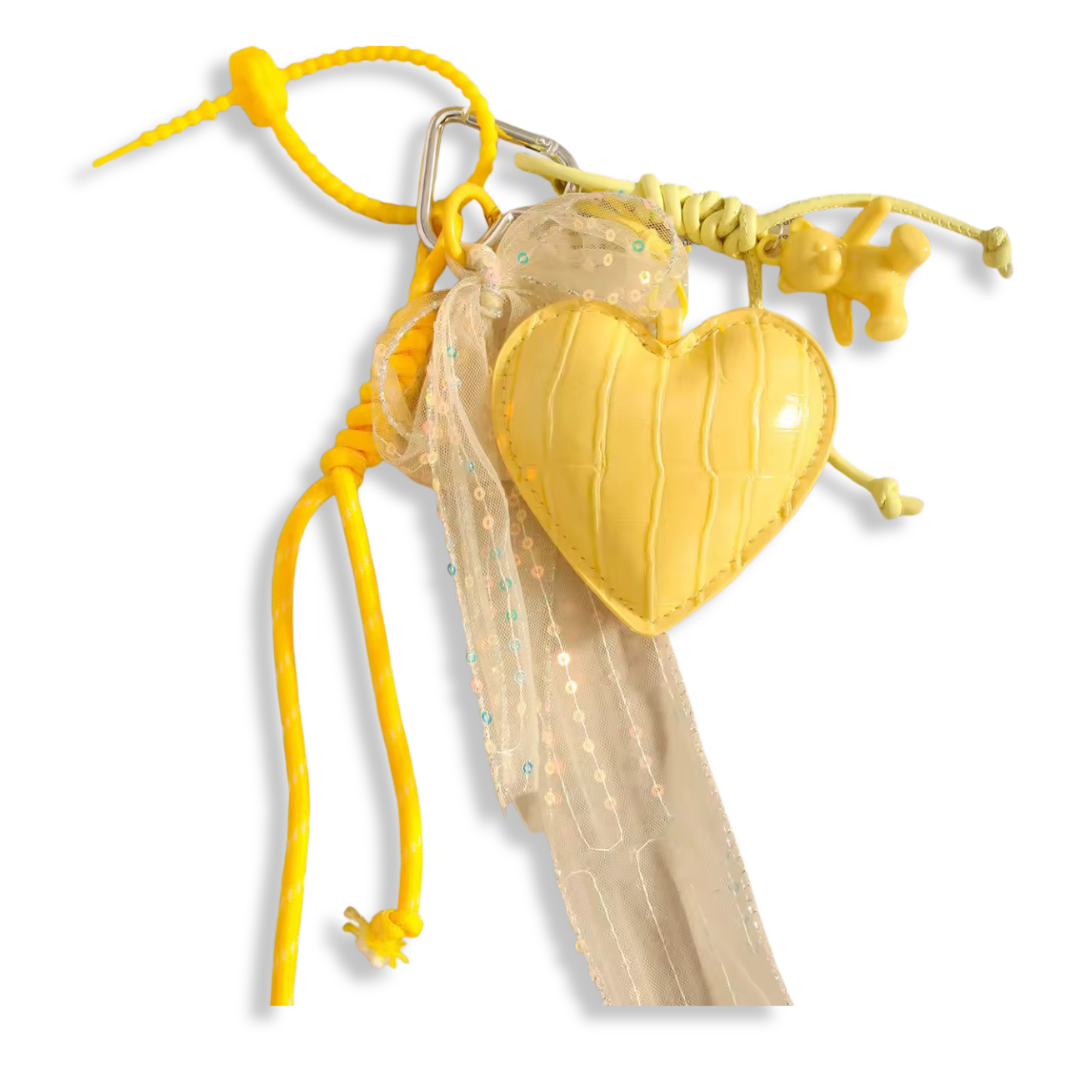 Yellow heart bag charm / keychain