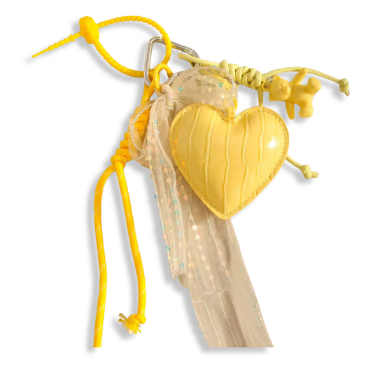 Yellow heart bag charm / keychain